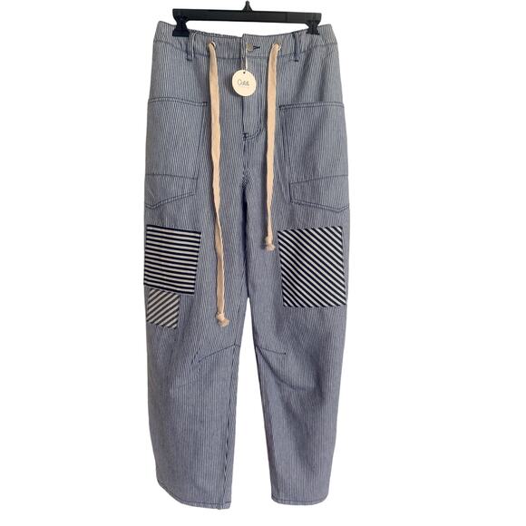 Oddi Pants - Oddi Blue Striped Drawstring Pants Medium NWT